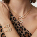 Gold Infinity Heart Zircon Necklace And Bracelet Set view 2