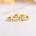 Pave Clear Stone Huggie Hoop Earrings Silver and Gold Tone view 7
