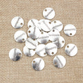 Round Handmade Script Metal Charms in Silver and Bronze Tones view 3