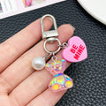 Rainbow and Green Resin Bear Heart Metal Clasp Keychain Pair view 3