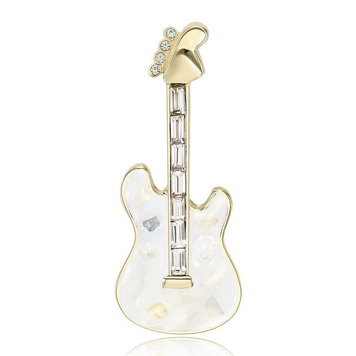 Shell Effect Electric Guitar Brooch in Black or White