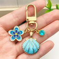 Three-Color Shell Flower and Rhinestone U Clip Keychain Collection view 3