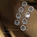 Silver Pave Butterfly Four Disc Long Drop Earrings view 1