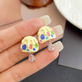 Multicolor Paint Palette Clear Teardrop Stud Earrings view 2