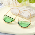 Gold Tone Semicircle Glass Long Wire Drop Earrings in Nine Colors view 9