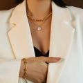 Thick Link Chain Necklace And Bracelet Gold Or Steel view 3