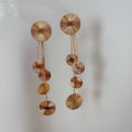 Layered Gold Tone Textured Round Disc Cascade Drop Earrings view 4