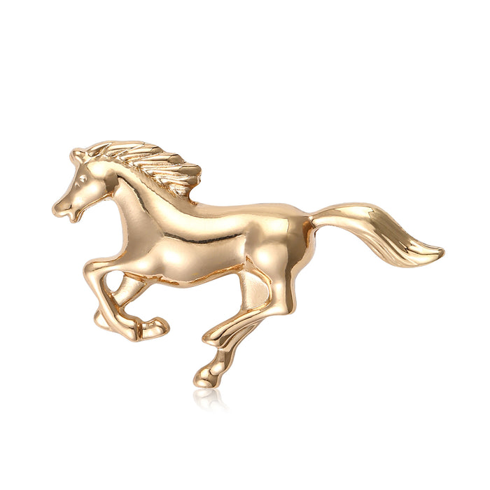 Running Horse Brooch in Polished Gold or Silver Tone Metal