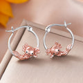 Silver Rose Gold Full Body Axolotl Mini Hoop Earrings view 3