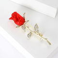 Red Rose Long Stem Brooch Decorative Lapel Pin For Jackets And Scarves view 3