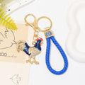 Rhinestone Rooster Keychain Metal Charm with Cord Options view 7