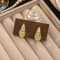 Textured Gold Sculptural Seashell Small Stud Earrings view 1