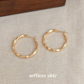 Twisted Faceted Metal Hoop Earrings Gold Silver Tones view 9