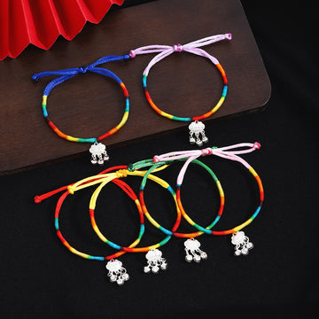Nine Color Tibetan Lock Bell Adjustable Woven Cord Bracelets