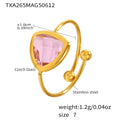 Open Gold Ring With Triangle Faceted Czech Glass Stone view 8