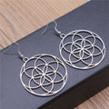 Silver Tone Interlocking Circle Flower Drop Earrings view 2