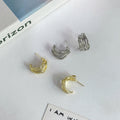 Gold and Silver Interwoven Multi Wire C Hoop Earrings view 1