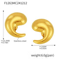 Polished Swirl Teardrop Stud Earrings Gold Steel Multi Sizes view 9
