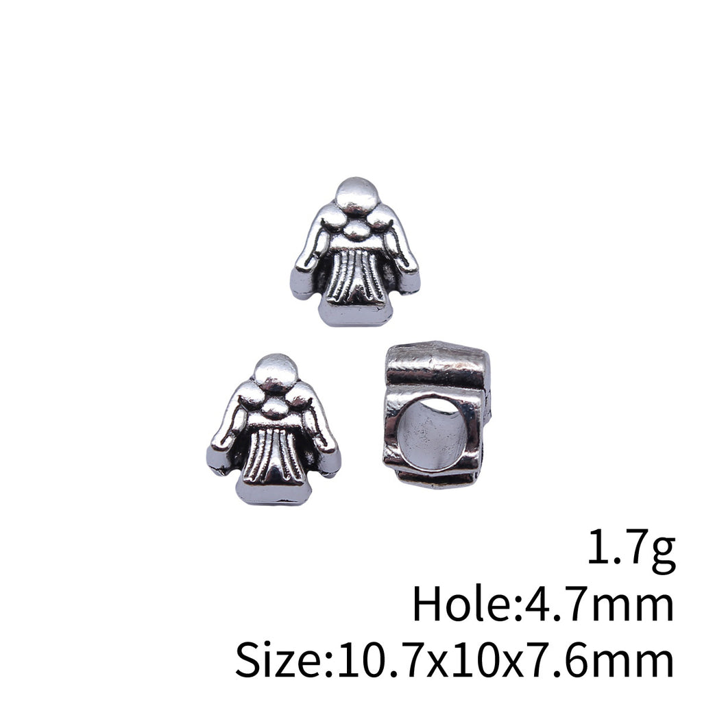 10.7x10x7.6mm 1.7g Antique Silver Zinc Alloy Angel Large Hole Beads for DIY Bracelet Necklace Jewelry Making