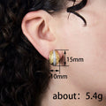 Two Tone Engraved Huggie Earrings With Central Crystal Row view 4