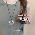 Layered Wood Disc Pendant Cord Necklace Jewelry Design view 2