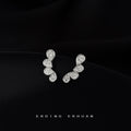 Silver Tone CZ Teardrop Climber Stud Earrings Curved Petals view 4