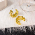 Gold and Silver Open Coil C Hoop Textured Stud Earrings view 4