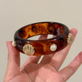 Resin Shell Pearl Bangles Cream Teal Tortoise Brown view 8