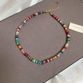 Gold Multicolor Heishi Bead Figaro Chain Necklace Styles view 6