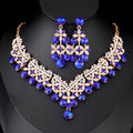 Black Silver Tone Red Crystal Garland Crystal Seven Designs Metal Necklace and Earring Set view 10