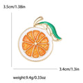 Orange Citrus Slice Enamel Brooch With Green Leaf Gold Tone view 5