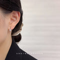 Silver Triple Pearl Teardrop Crystal Mini Stud Earrings view 2