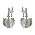 Silver Tone Split Heart Drop Earrings Opaline Crystal Posts view 5