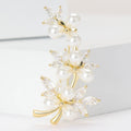 Pearl Vine Metal Brooch with Branching Gold or Silver Vine with Pearls and Clear Crystals view 2