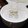 Crystal Bow and Pearl Clip On Earrings Statement Jewelry Design view 7
