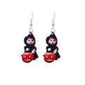 Black Cat Pumpkin Halloween Acrylic Novelty Hook Earrings view 5
