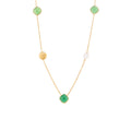 Long Gold Chain Square Cat Eye Stone Necklaces Shell Bead view 5