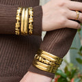 Double Layer Clasp Bangle Bracelets Gold Steel Knot Band view 3