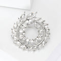 Crystal Laurel Wreath Brooch Marquise Rhinestone Circle Pin view 4