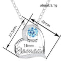 Silver Tone Mama Heart Crystal Pendant Necklace Polished Chain Fashion Jewelry view 4
