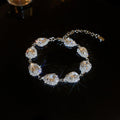 Silver Crystal Teardrop Necklace Stud Earrings Bracelet view 2