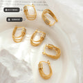 Gold Multi Strand Rope Hoop Earrings Zircon Band Detail view 2