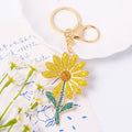 Rhinestone Daisy Flower Keychain Gold Clasp Four Colors view 6