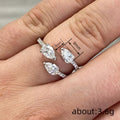 Silver Triple Teardrop Open Adjustable Clear Stone Ring view 4