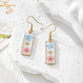 Slim Rectangular Pressed Flower Drop Earrings in Twelve Designs view 9