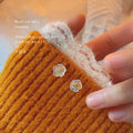 Iridescent Clear Mini Flower Stud Earrings Gold Center Pair view 1
