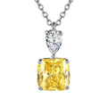 Silver Tone Square Cushion Pendant Necklace Teardrop Top view 3