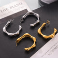Irregular Organic C-Shape Hoop Earrings Gold Silver view 3