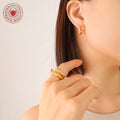 Detachable Textured Dual Oval Link Hoop Earrings Metal view 3