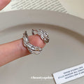 Silver-Tone Double Leaf Textured Ear Cuff Fashion Jewelry view 4